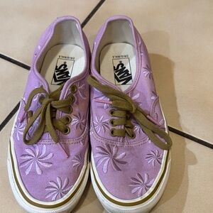 Vans Lavender Floral Shoes with Olive Laces